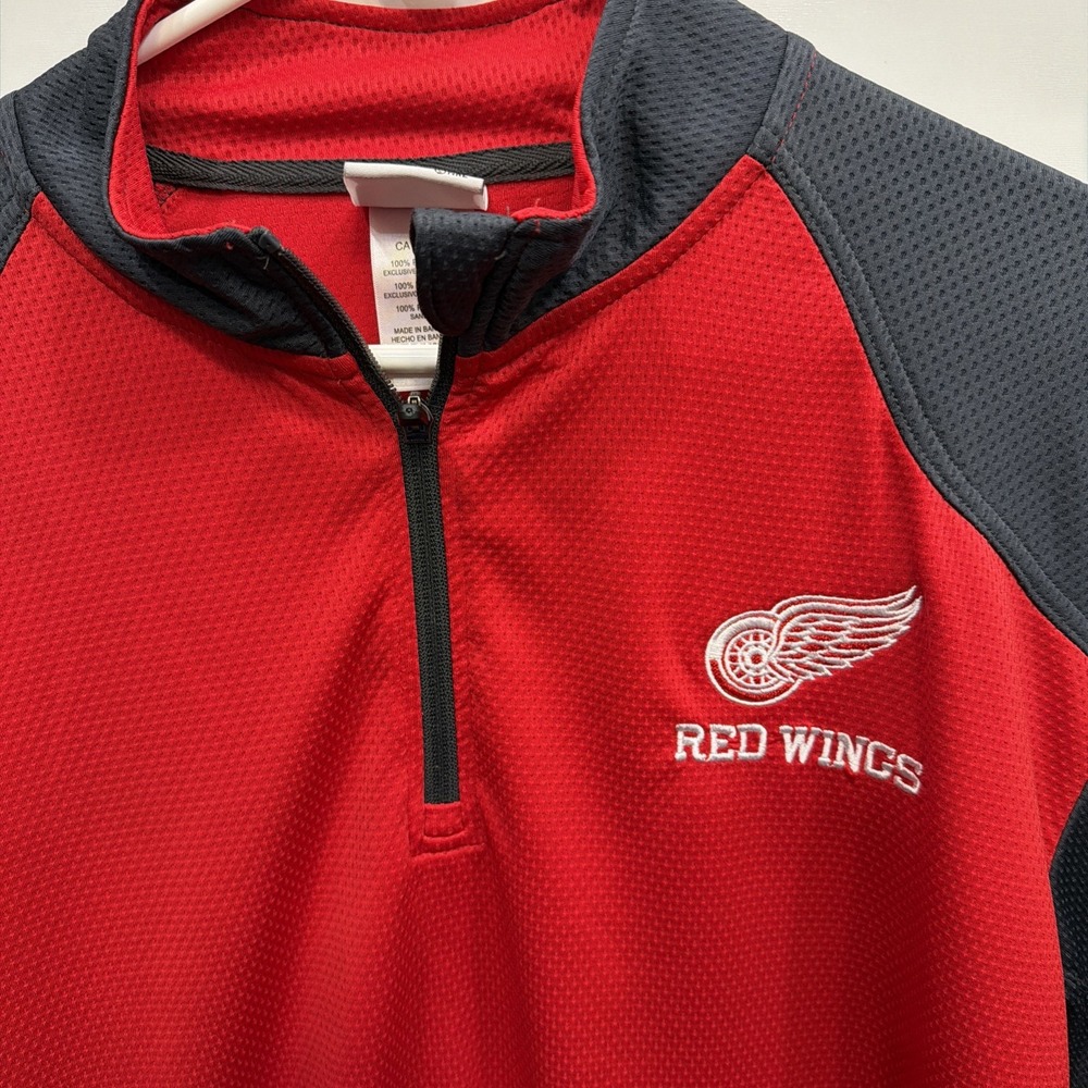 Detroit Red‎ Wings Men's 1/4 Zip Pullover Activewear Shirt Red/Gray XL NHL